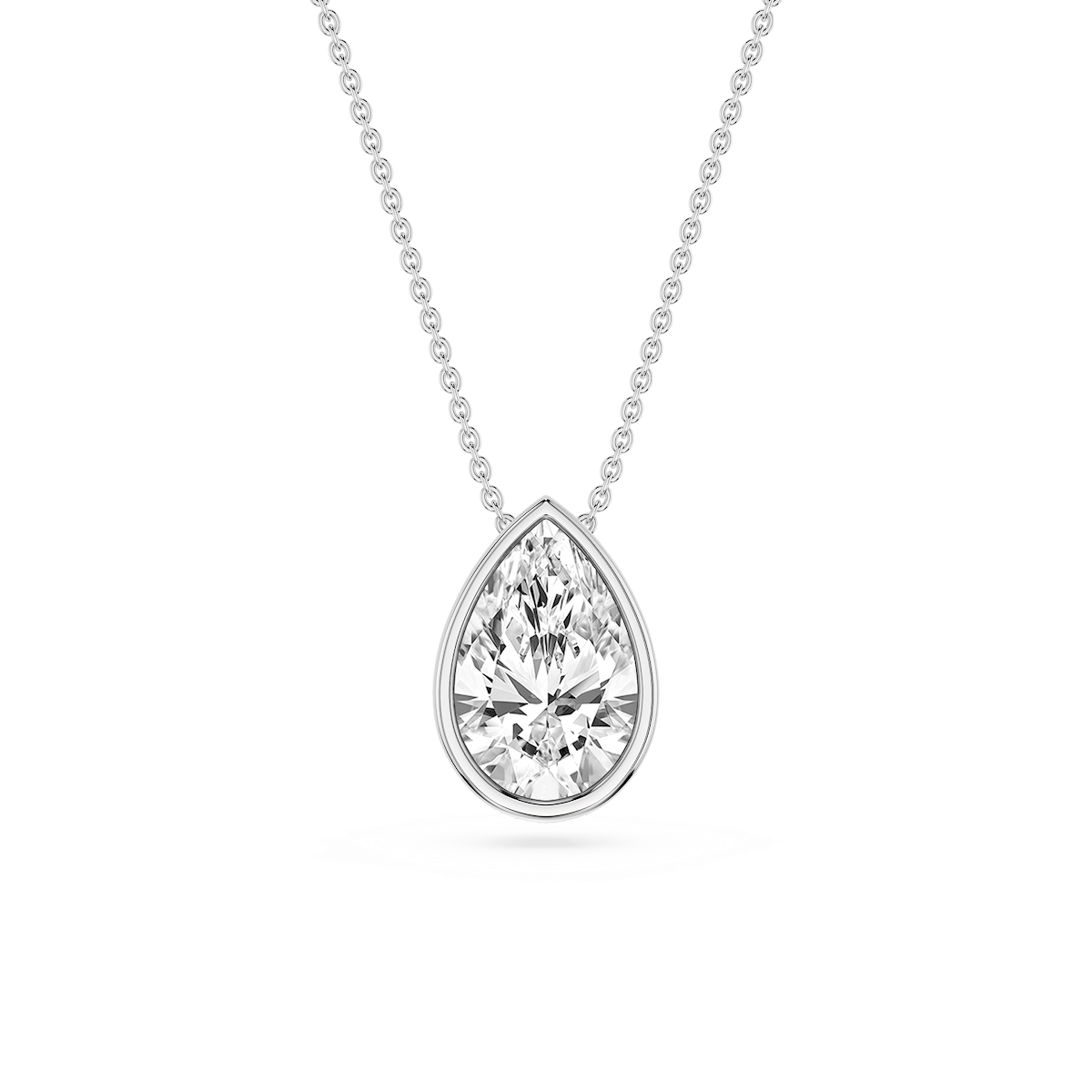 Pear Lab Grown Diamond Bezel Solitaire Slide Pendant - 16 to 18 Inches