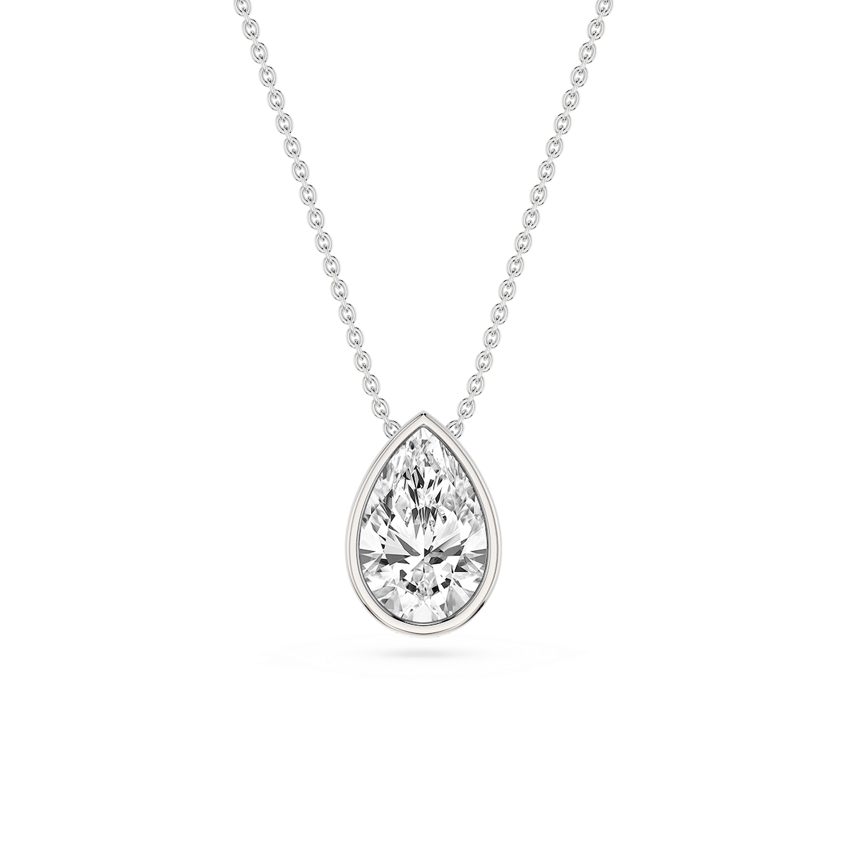 Pear Lab Grown Diamond Bezel Solitaire Slide Pendant - 16 to 18 Inches