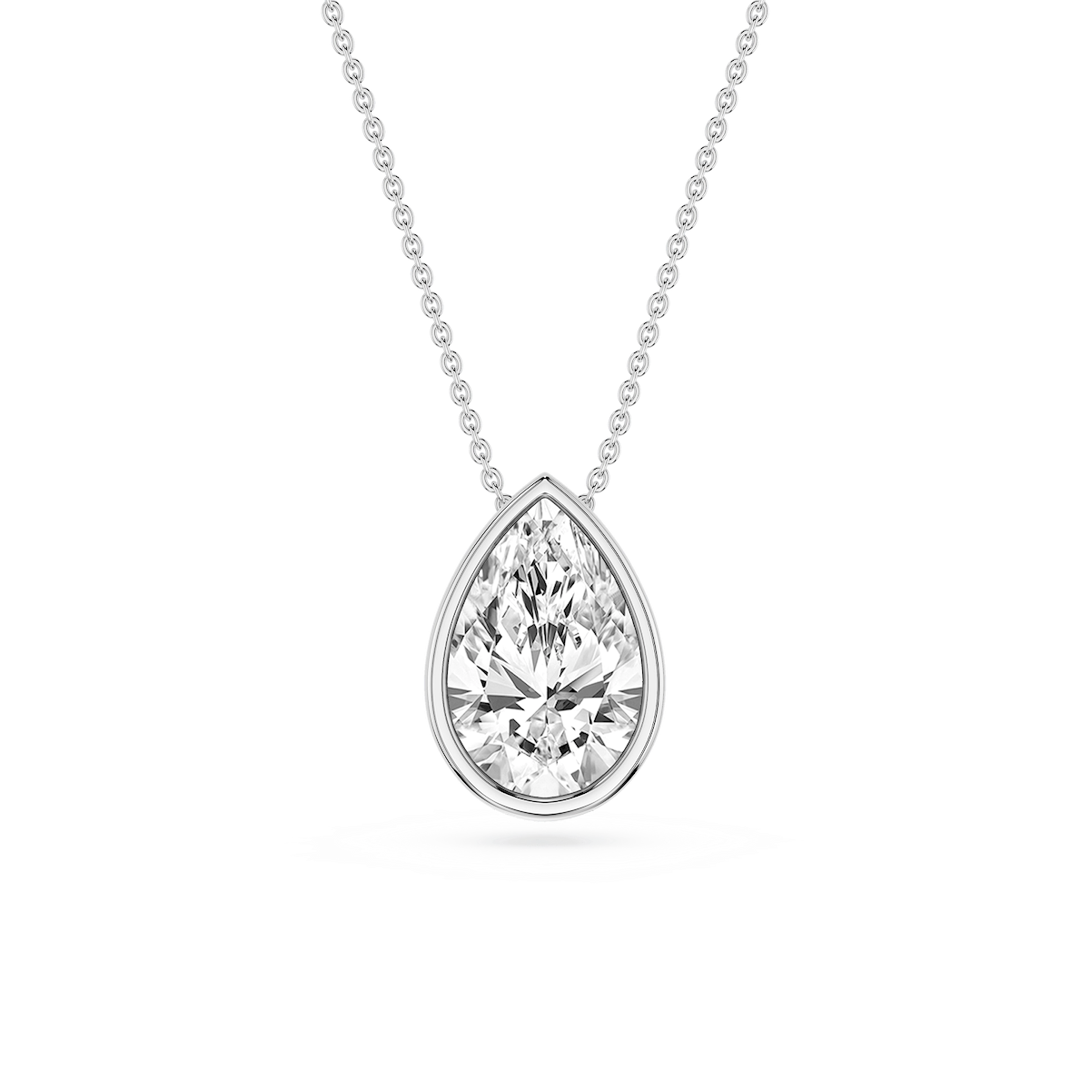 Pear Lab Grown Diamond Bezel Solitaire Slide Pendant - 16 to 18 Inches