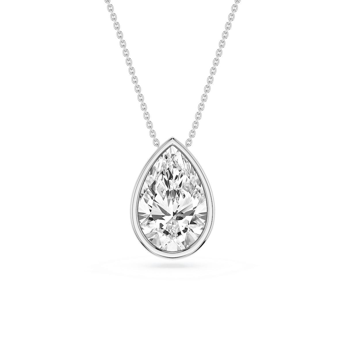 Pear Lab Grown Diamond Bezel Solitaire Slide Pendant - 16 to 18 Inches