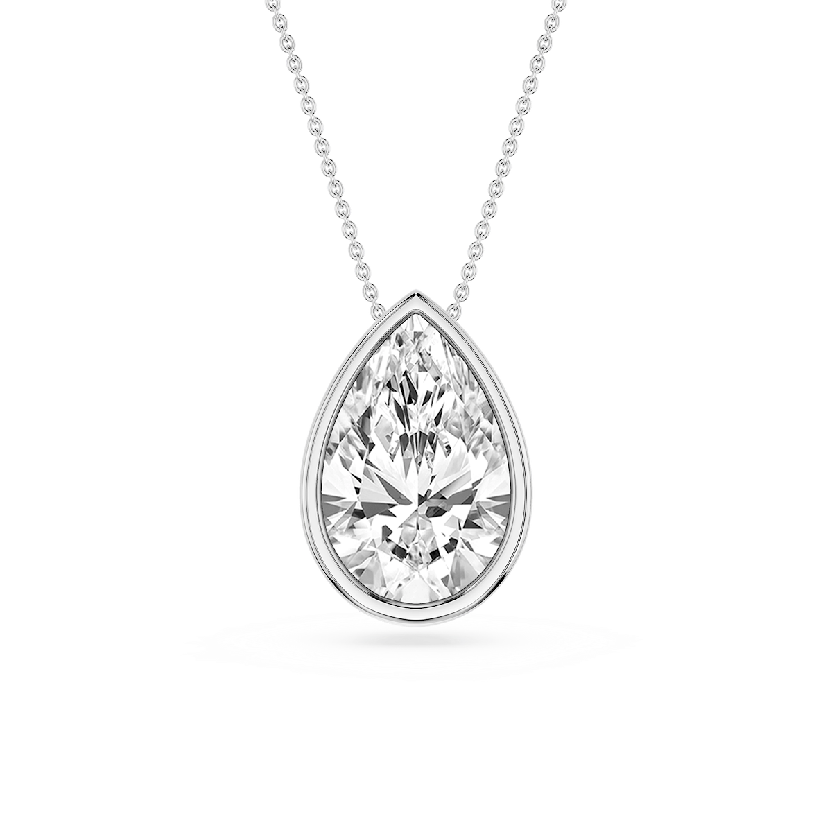 Pear Lab Grown Diamond Bezel Solitaire Slide Pendant - 16 to 18 Inches
