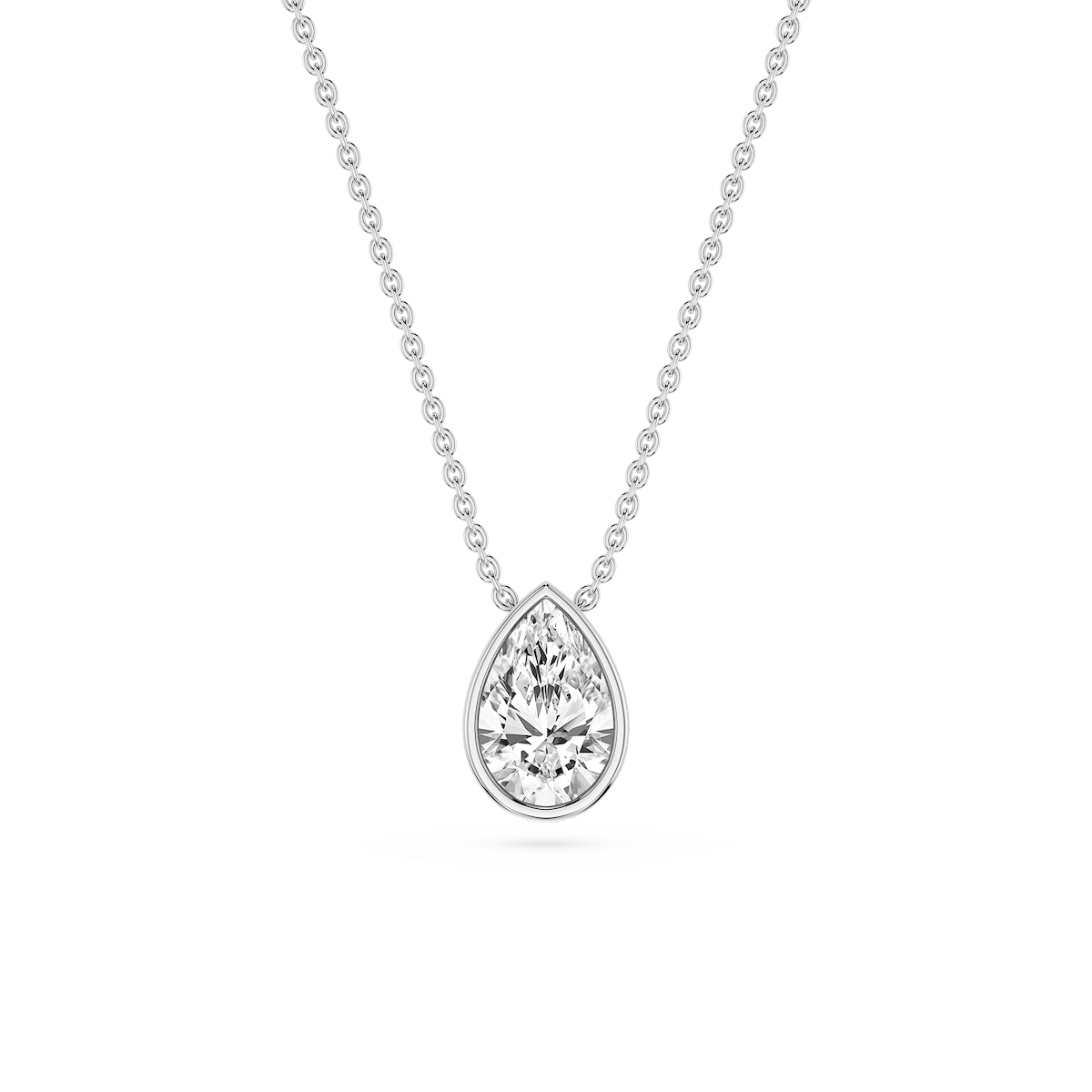 Pear Lab Grown Diamond Bezel Solitaire Slide Pendant - 16 to 18 Inches