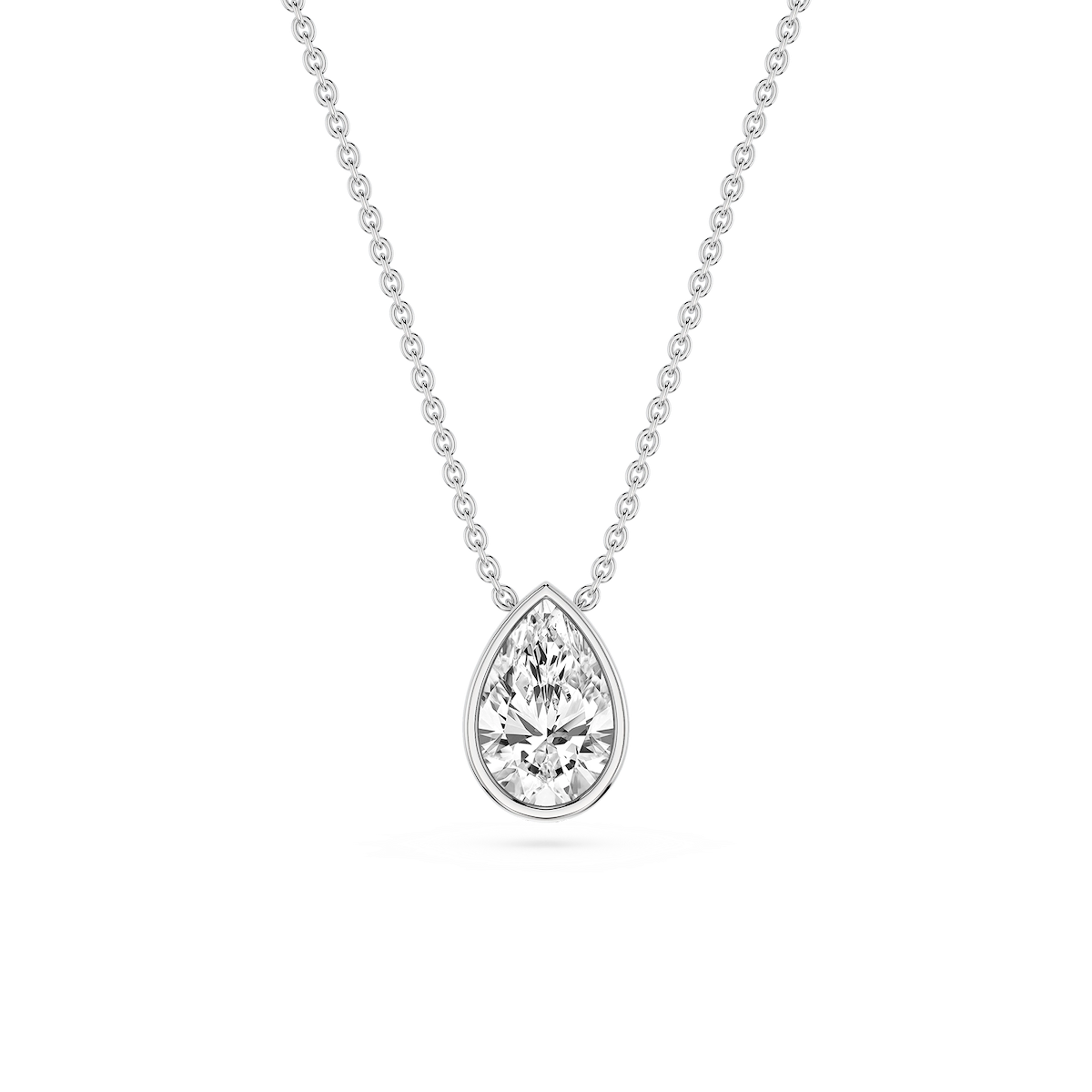 Pear Lab Grown Diamond Bezel Solitaire Slide Pendant - 16 to 18 Inches