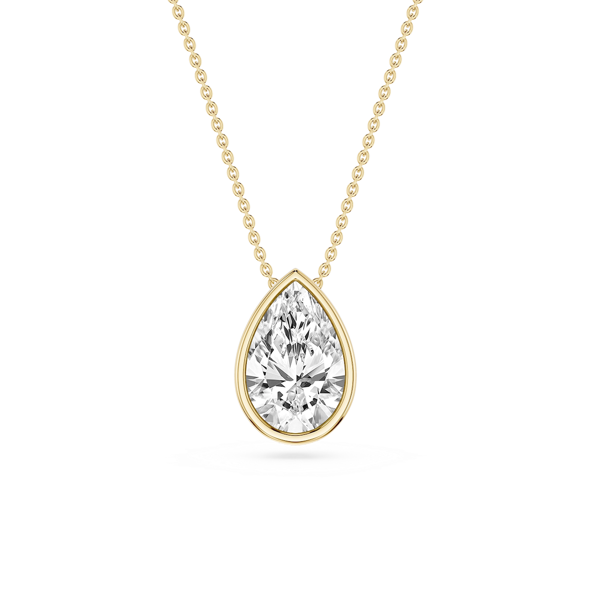 Pear Lab Grown Diamond Bezel Solitaire Slide Pendant - 16 to 18 Inches