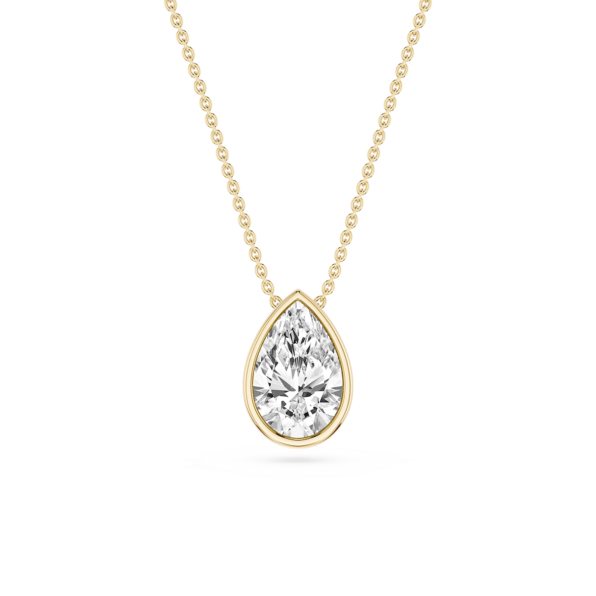 Pear Lab Grown Diamond Bezel Solitaire Slide Pendant - 16 to 18 Inches