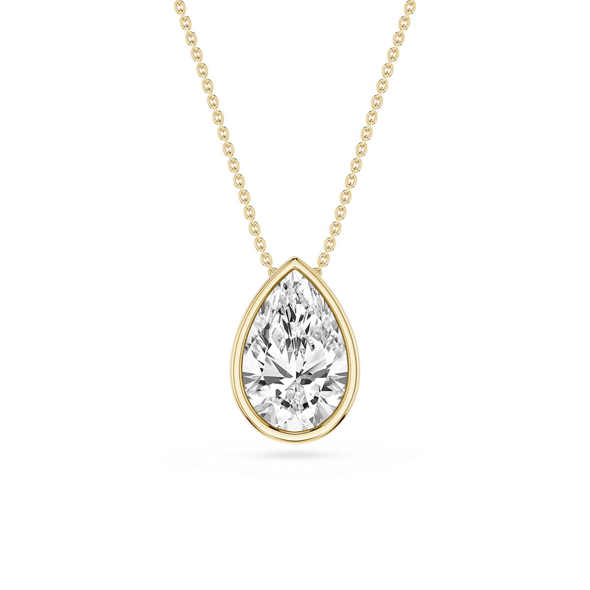 Pear Lab Grown Diamond Bezel Solitaire Slide Pendant - 16 to 18 Inches