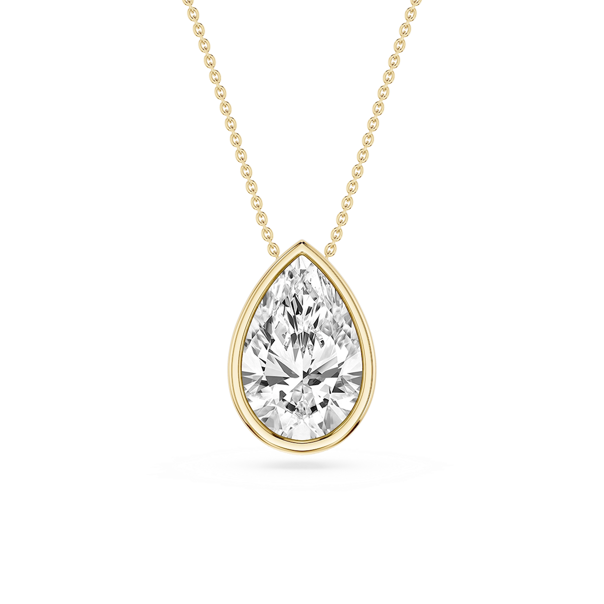 Pear Lab Grown Diamond Bezel Solitaire Slide Pendant - 16 to 18 Inches