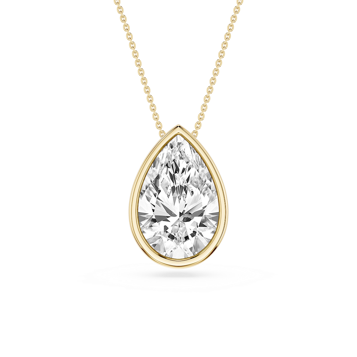 Pear Lab Grown Diamond Bezel Solitaire Slide Pendant - 16 to 18 Inches