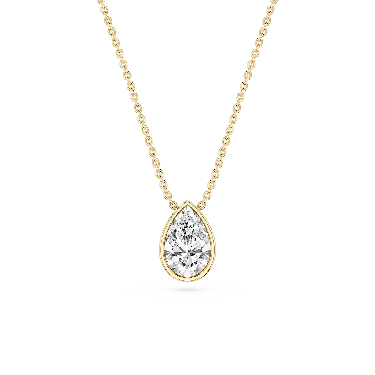 Pear Lab Grown Diamond Bezel Solitaire Slide Pendant - 16 to 18 Inches