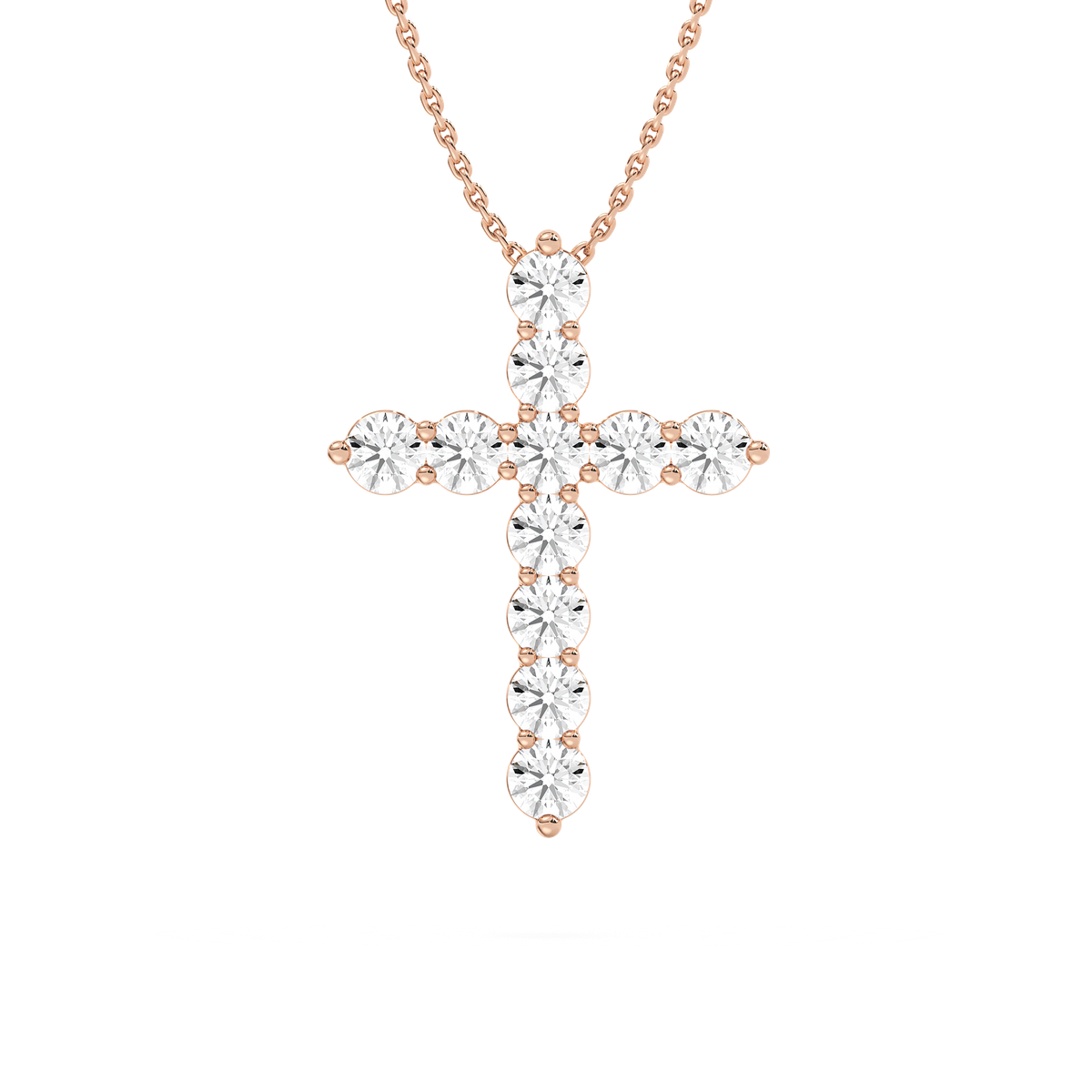 Round Diamond Cross Necklace