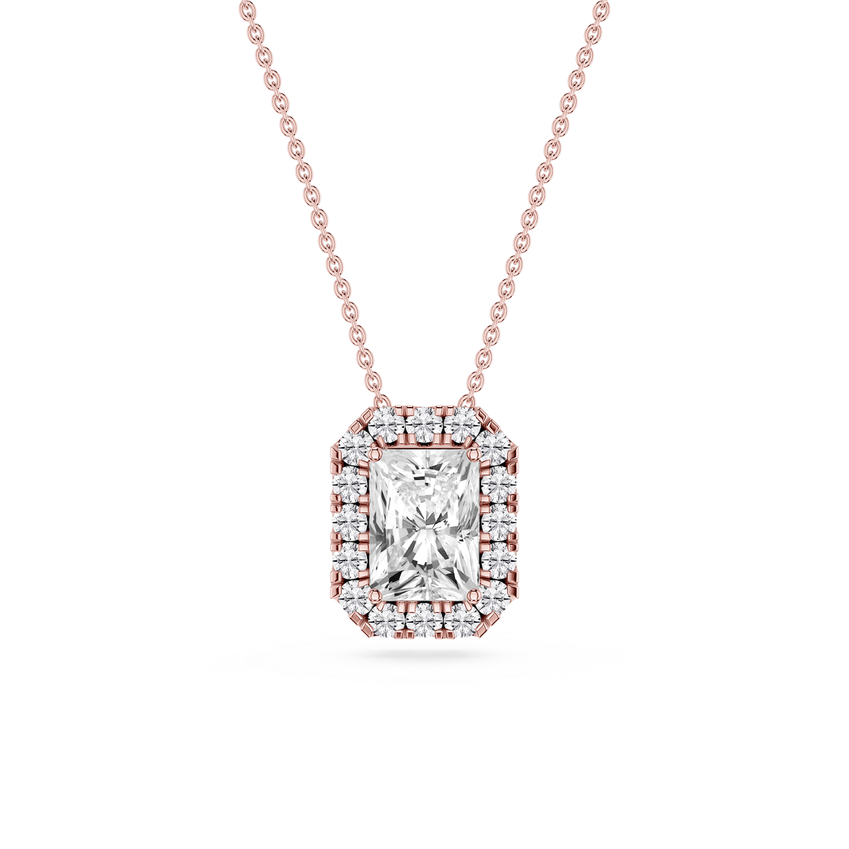 Radiant Lab Grown Diamond Halo Slide Pendant - 16 to 18 Inches