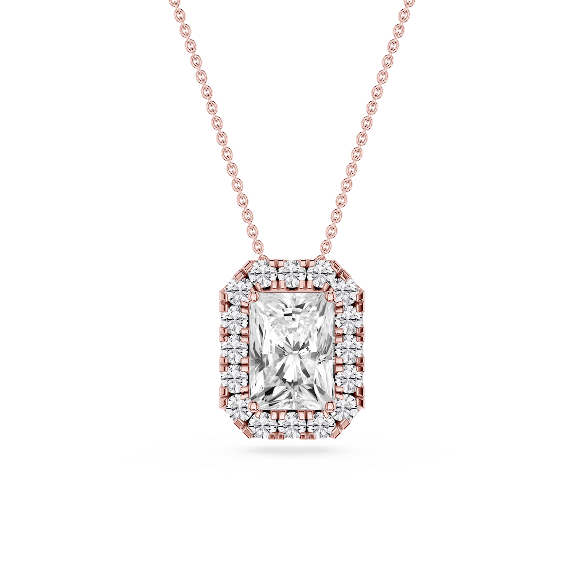 Radiant Lab Grown Diamond Halo Slide Pendant - 16 to 18 Inches