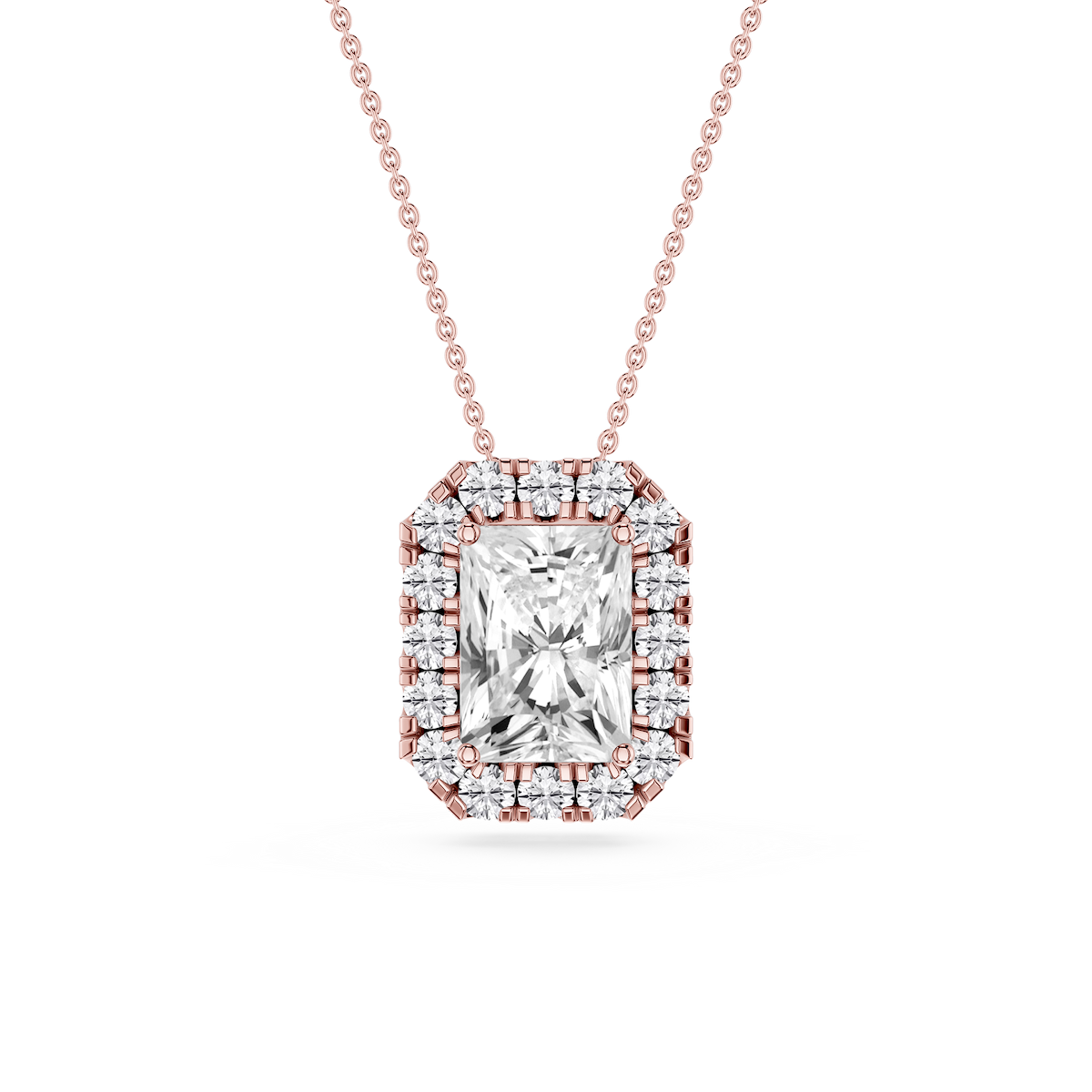 Radiant Lab Grown Diamond Halo Slide Pendant - 16 to 18 Inches
