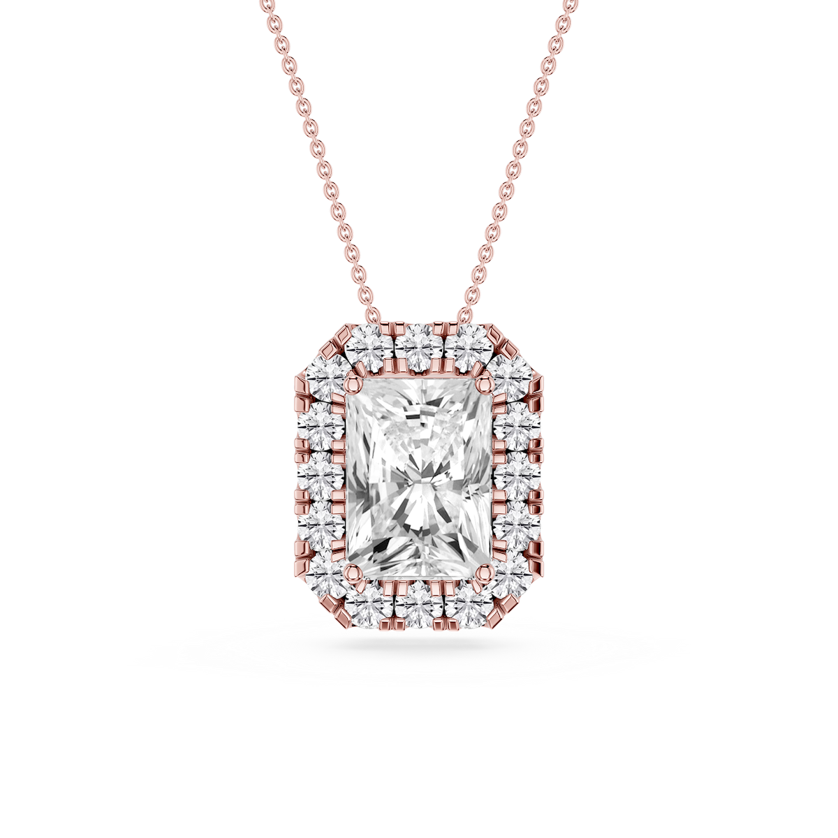 Radiant Lab Grown Diamond Halo Slide Pendant - 16 to 18 Inches