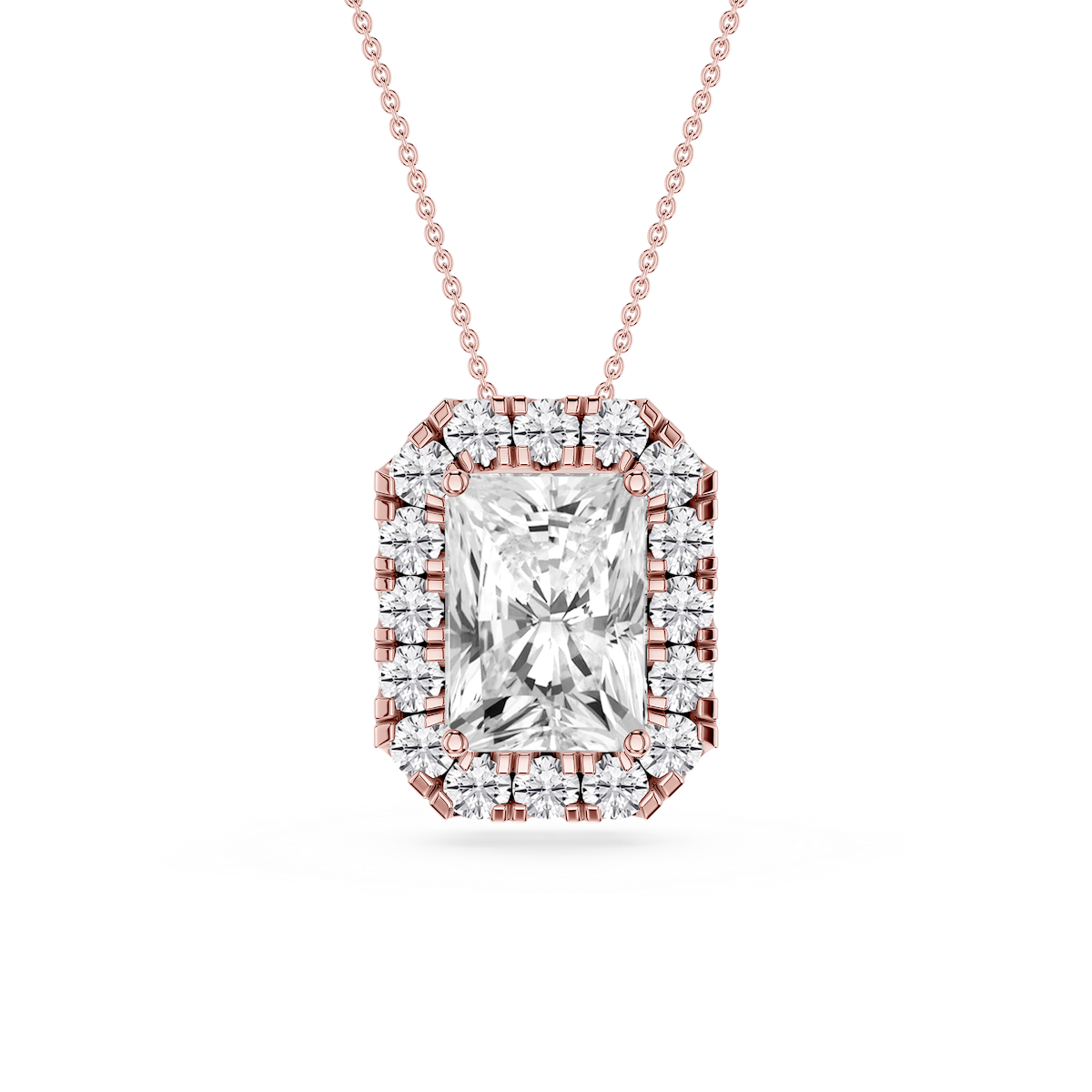 Radiant Lab Grown Diamond Halo Slide Pendant - 16 to 18 Inches