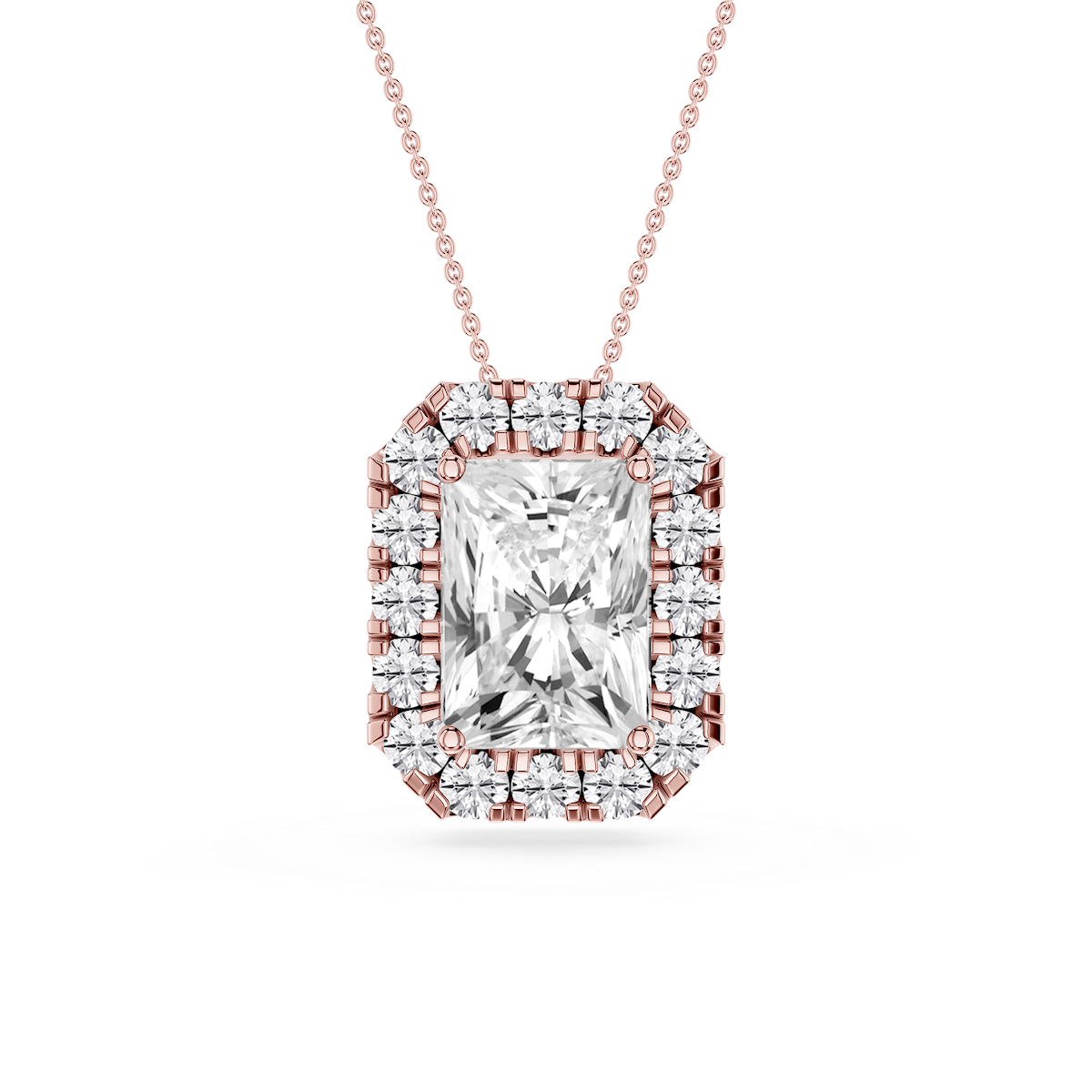 Radiant Lab Grown Diamond Halo Slide Pendant - 16 to 18 Inches