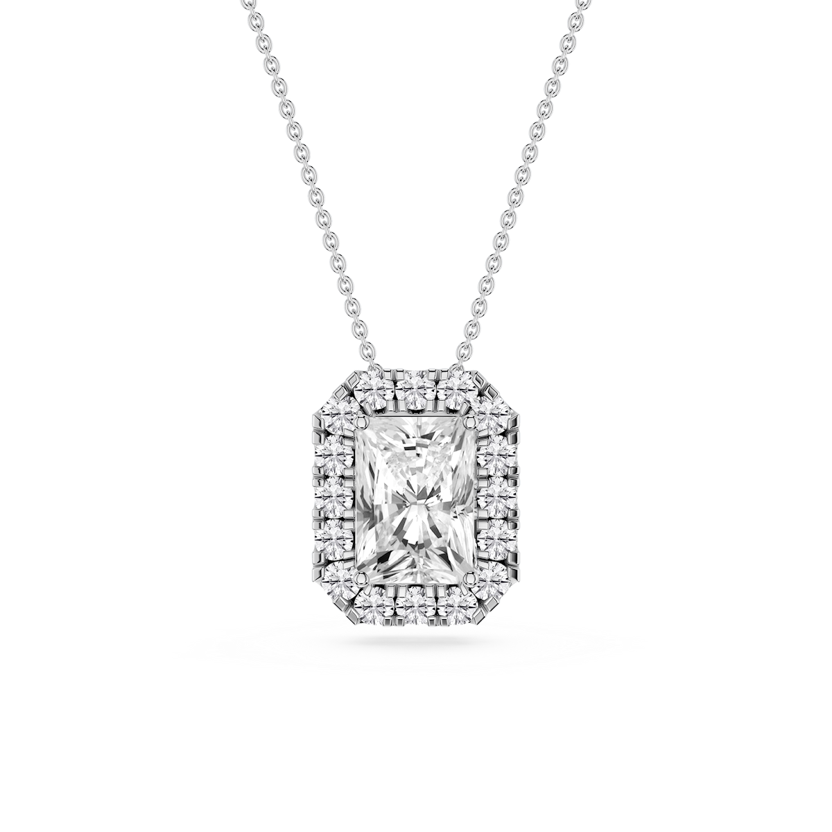 Radiant Lab Grown Diamond Halo Slide Pendant - 16 to 18 Inches