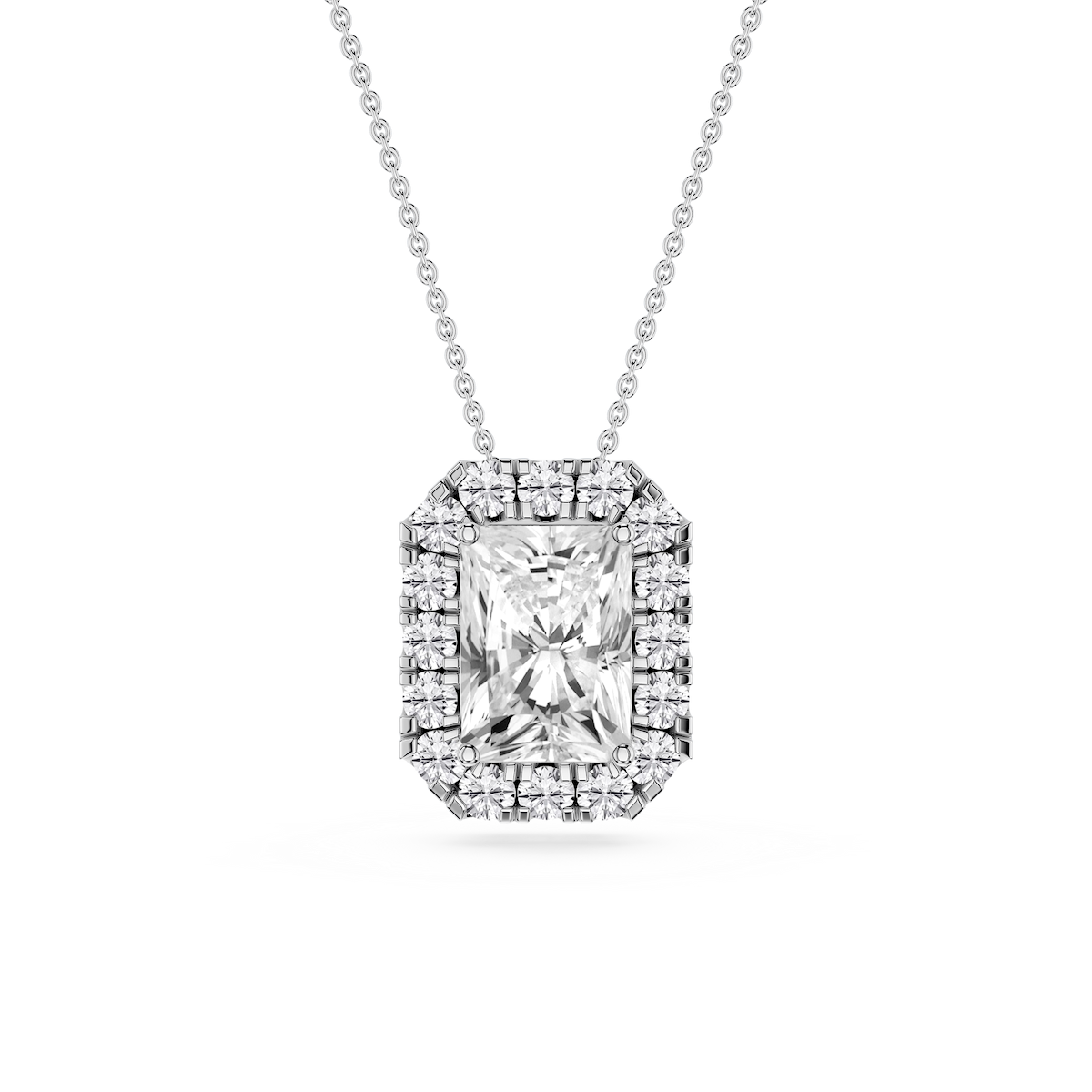 Radiant Lab Grown Diamond Halo Slide Pendant - 16 to 18 Inches