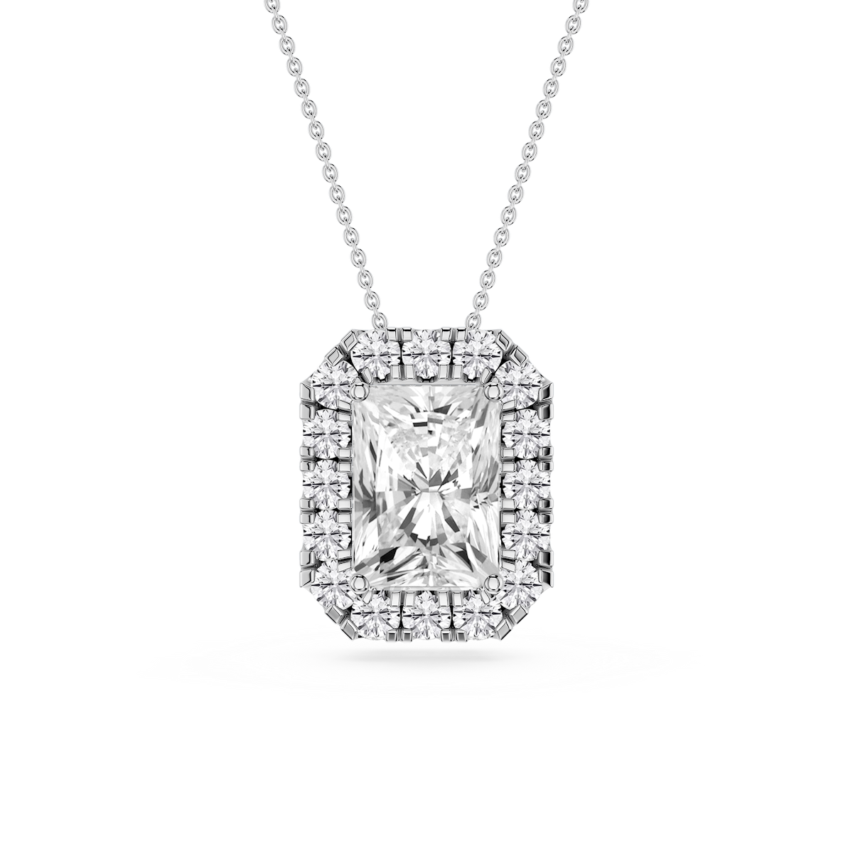 Radiant Lab Grown Diamond Halo Slide Pendant - 16 to 18 Inches