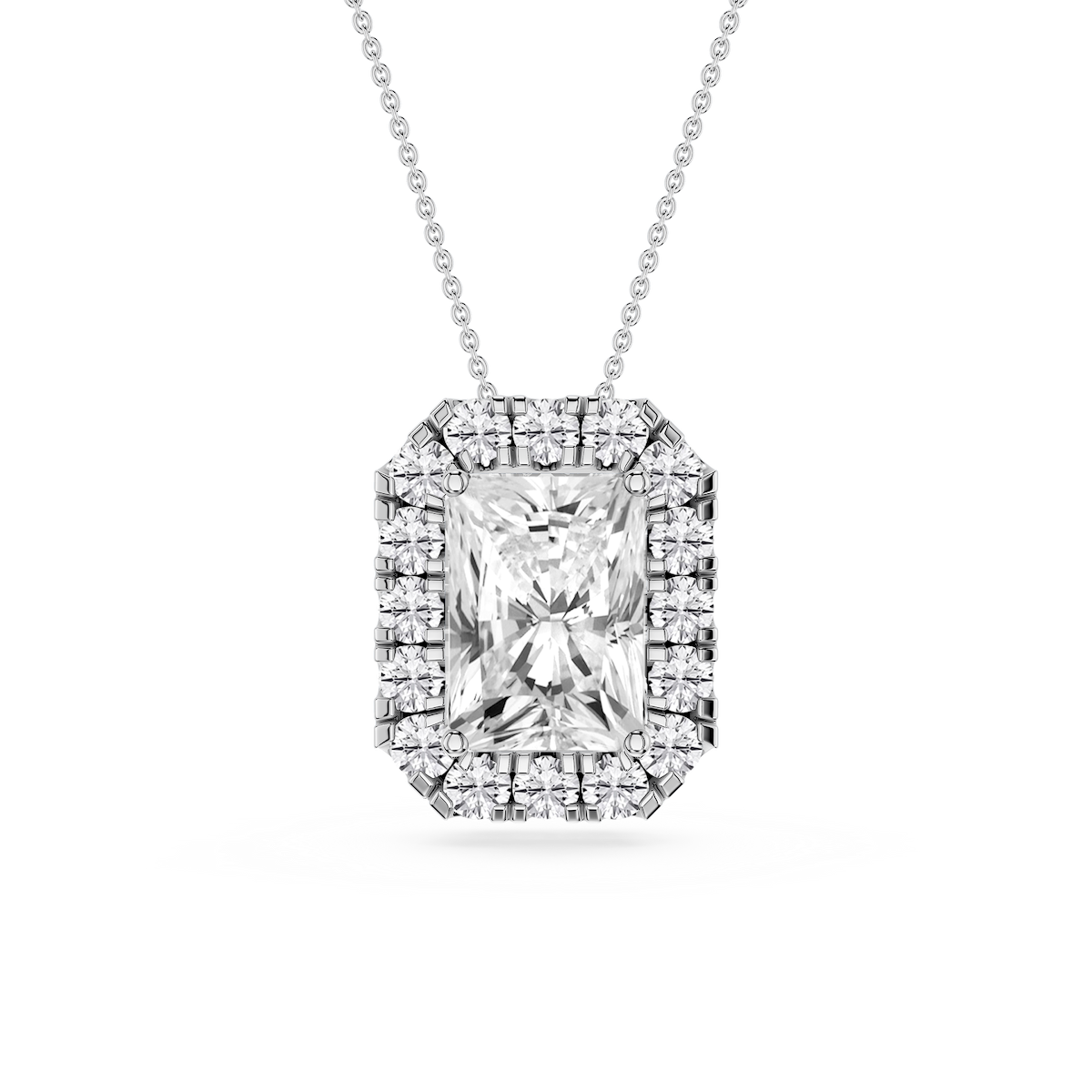 Radiant Lab Grown Diamond Halo Slide Pendant - 16 to 18 Inches