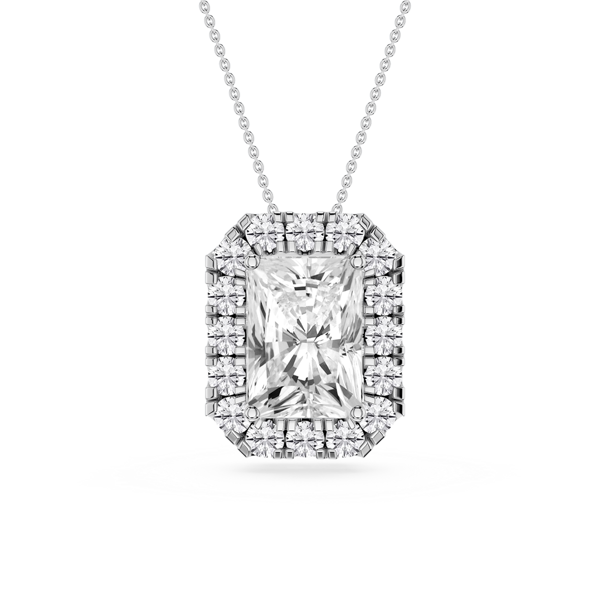 Radiant Lab Grown Diamond Halo Slide Pendant - 16 to 18 Inches