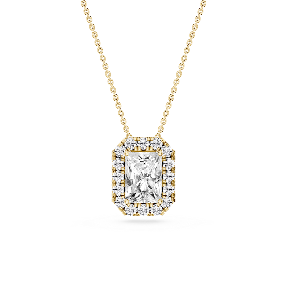 Radiant Lab Grown Diamond Halo Slide Pendant - 16 to 18 Inches