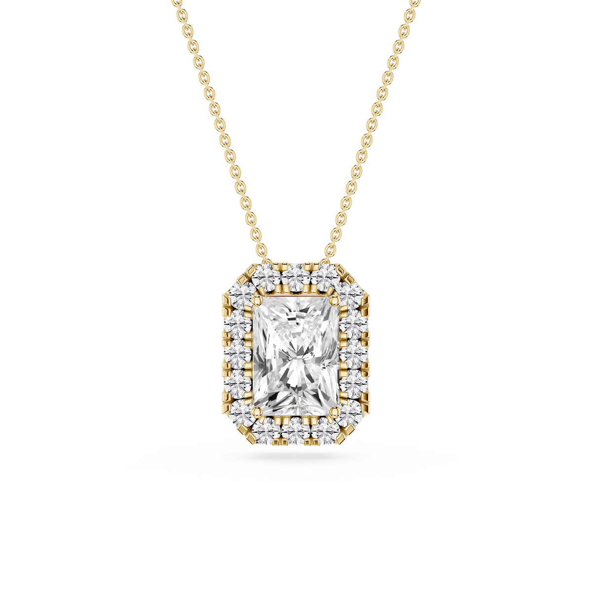 Radiant Lab Grown Diamond Halo Slide Pendant - 16 to 18 Inches