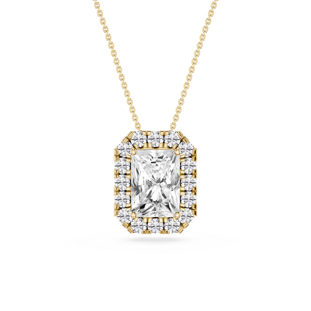 Radiant Lab Grown Diamond Halo Slide Pendant - 16 to 18 Inches