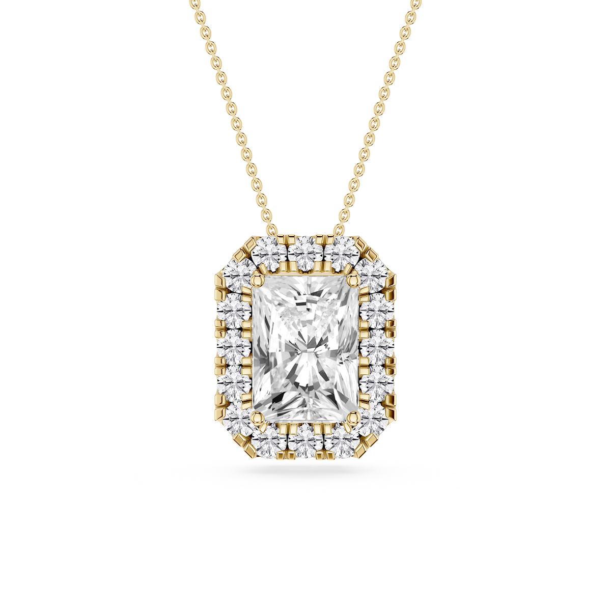 Radiant Lab Grown Diamond Halo Slide Pendant - 16 to 18 Inches