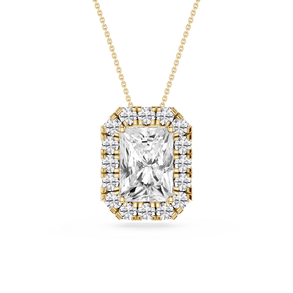 Radiant Lab Grown Diamond Halo Slide Pendant - 16 to 18 Inches