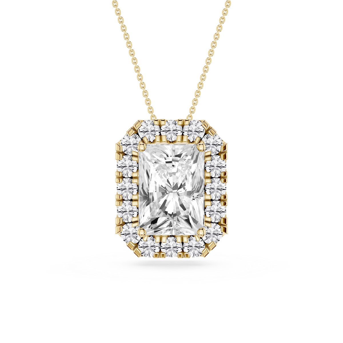 Radiant Lab Grown Diamond Halo Slide Pendant - 16 to 18 Inches