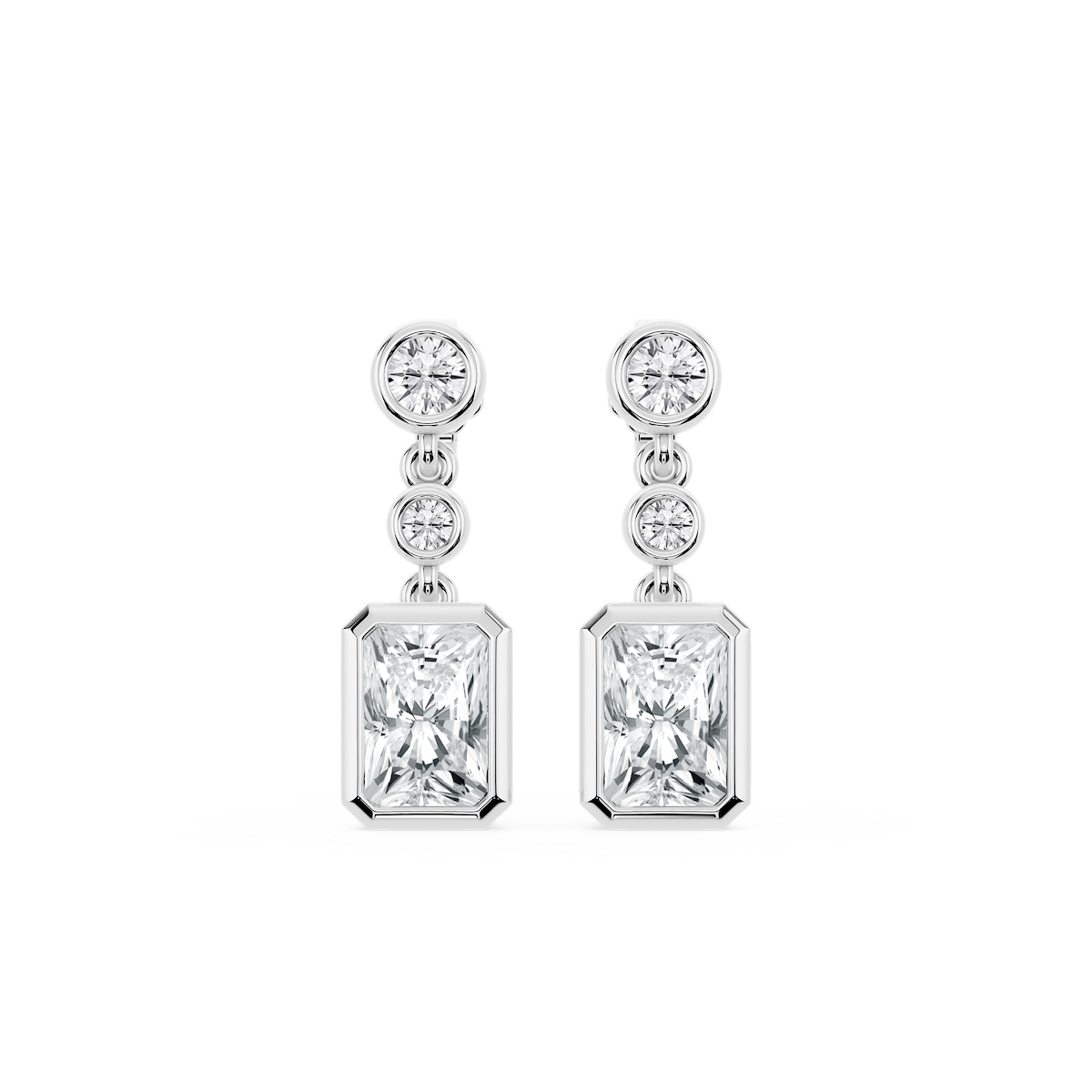 2 ¼ ctw Radiant Lab Grown Diamond Three Stone Drop Earrings