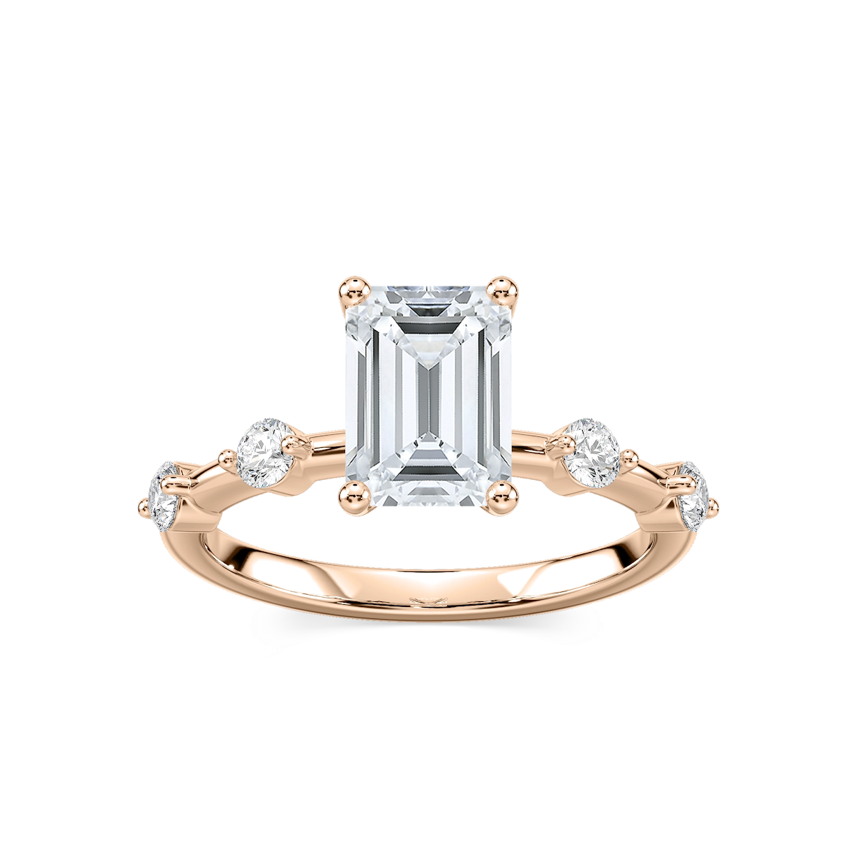 Leah Emerald Lab Grown Diamond SpacedSide Stone Engagement Ring