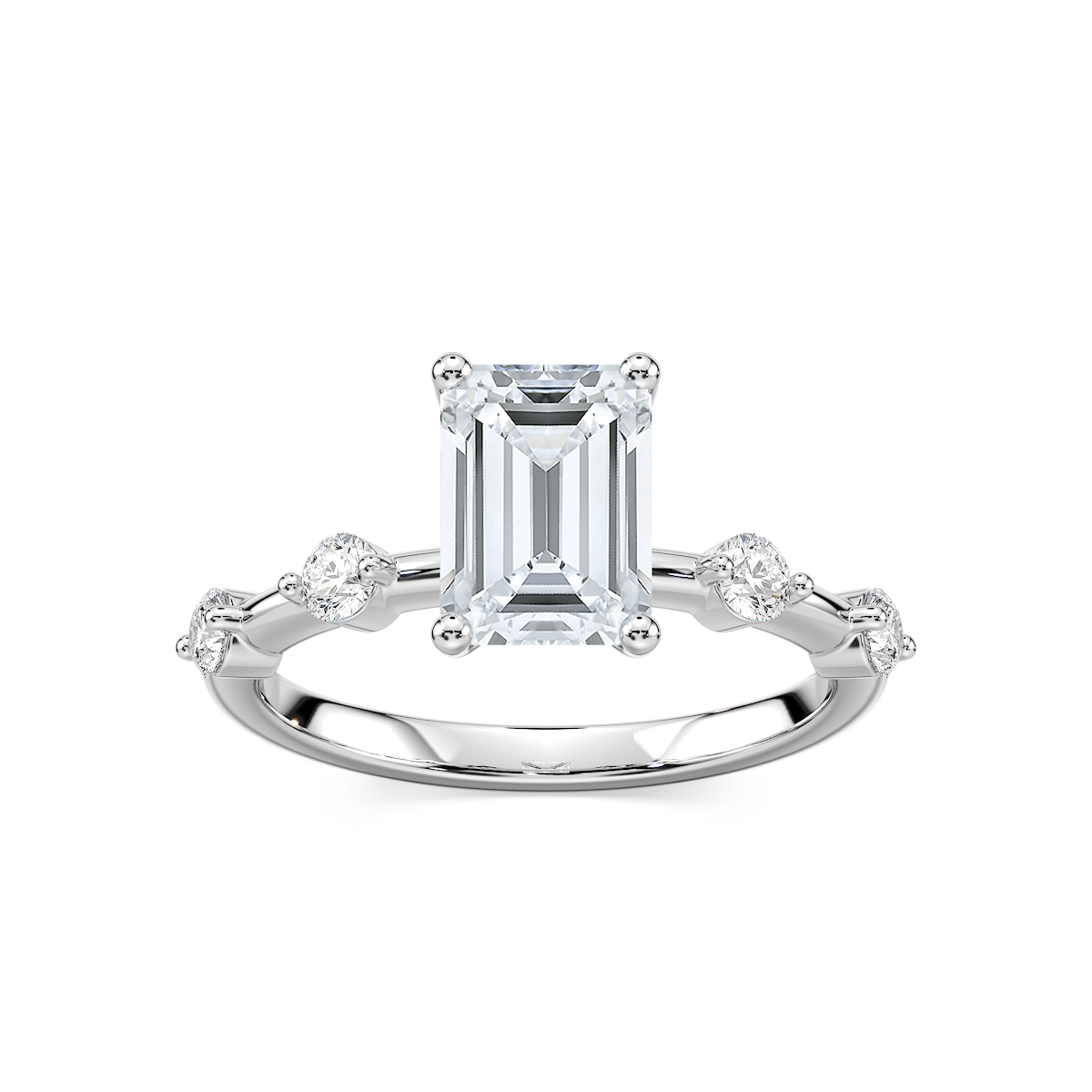 Leah Emerald Lab Grown Diamond SpacedSide Stone Engagement Ring