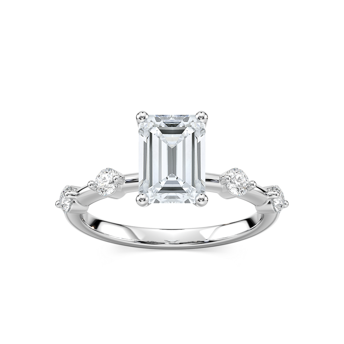 Leah Emerald Lab Grown Diamond SpacedSide Stone Engagement Ring