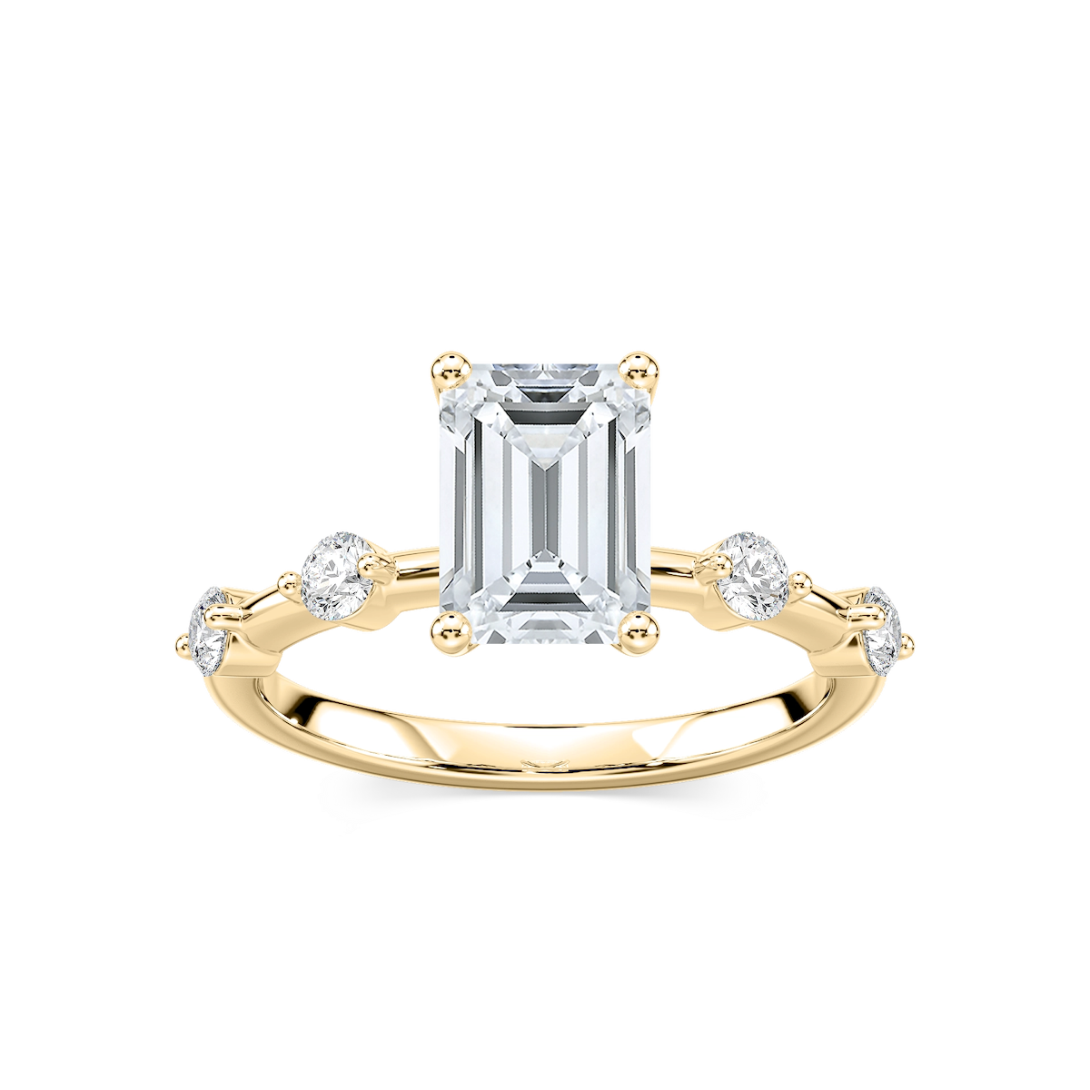 Leah Emerald Lab Grown Diamond SpacedSide Stone Engagement Ring