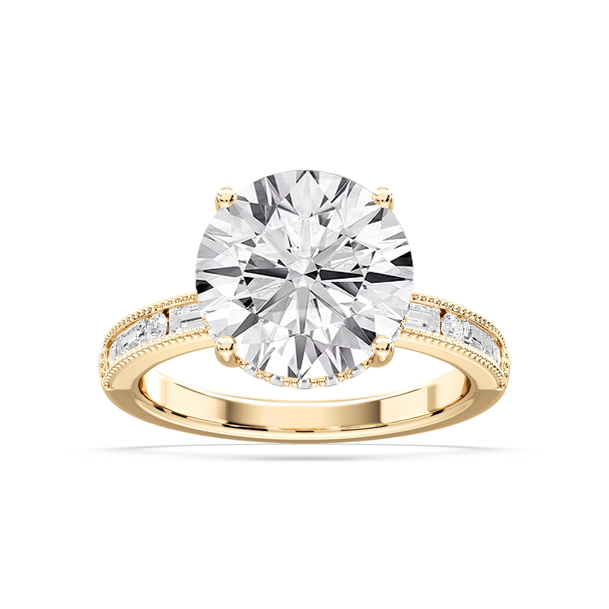 Rhianna Round Lab Grown Diamond Milgrain Channel Hidden Halo Engagement Ring