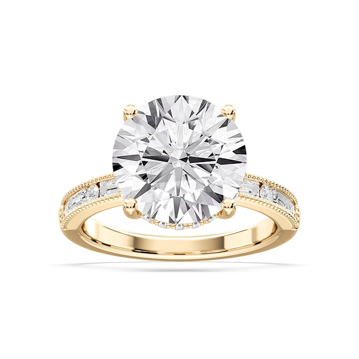 Rhianna Round Lab Grown Diamond Milgrain Channel Hidden Halo Engagement Ring