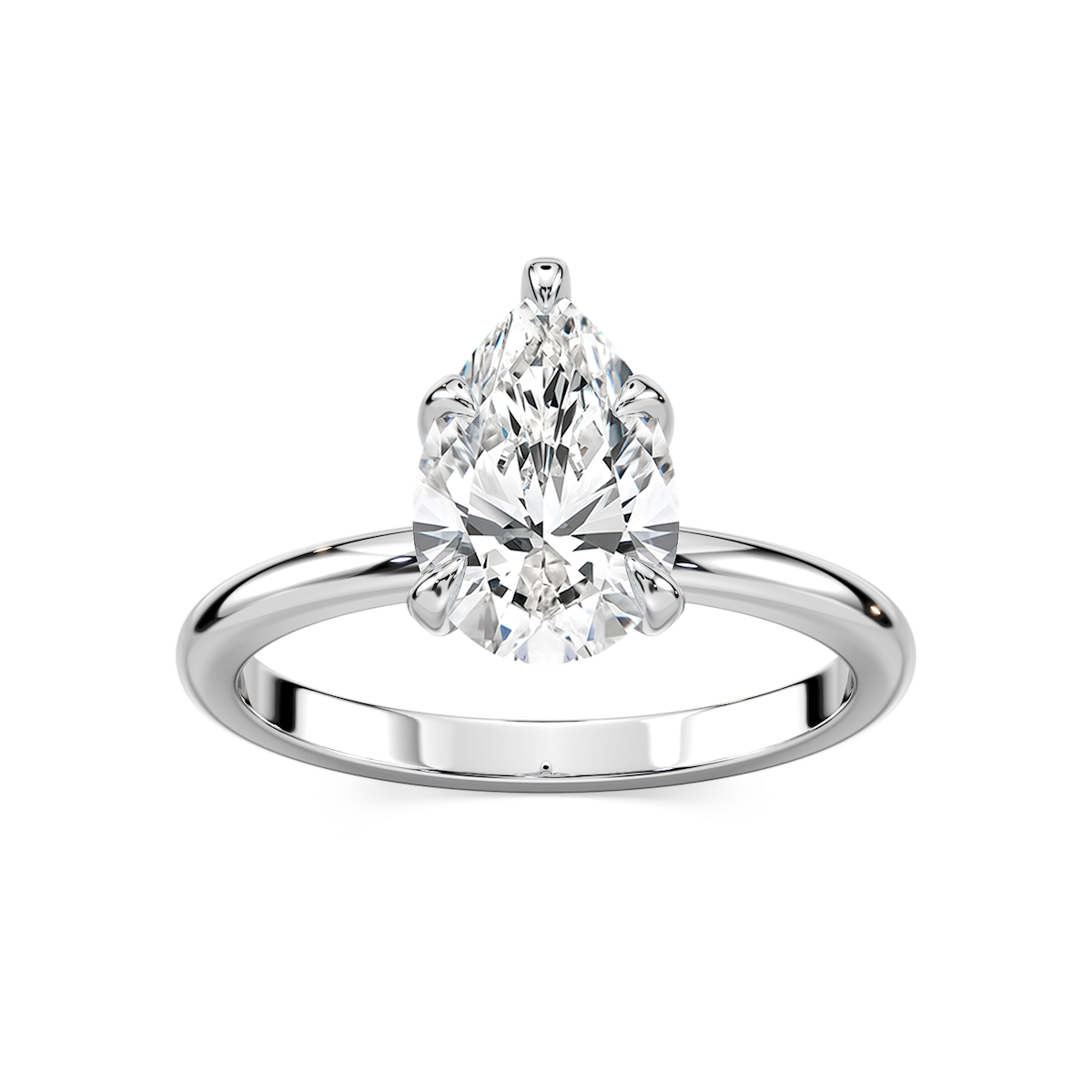 Romy Pear Lab Grown Diamond Low Profile Solitaire Engagement Ring