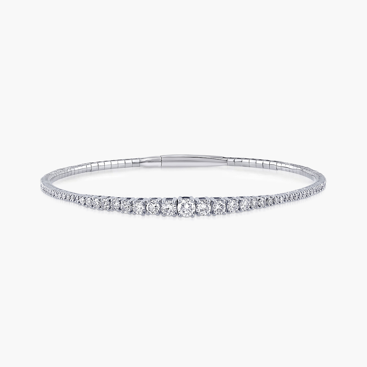 Round Diamond Graduated Flexible Bangle