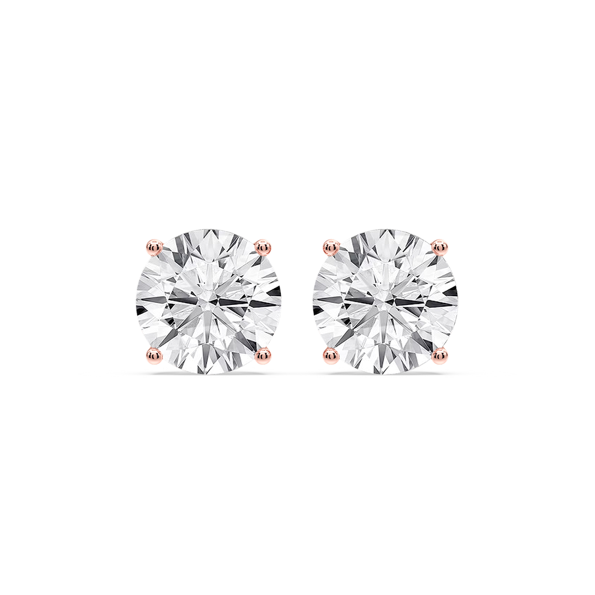 Round Certified Lab Grown Diamond Classic Four Prong Guardian Back Stud Earrings