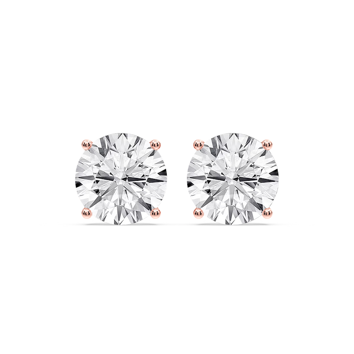 Round Certified Lab Grown Diamond Classic Four Prong Guardian Back Stud Earrings