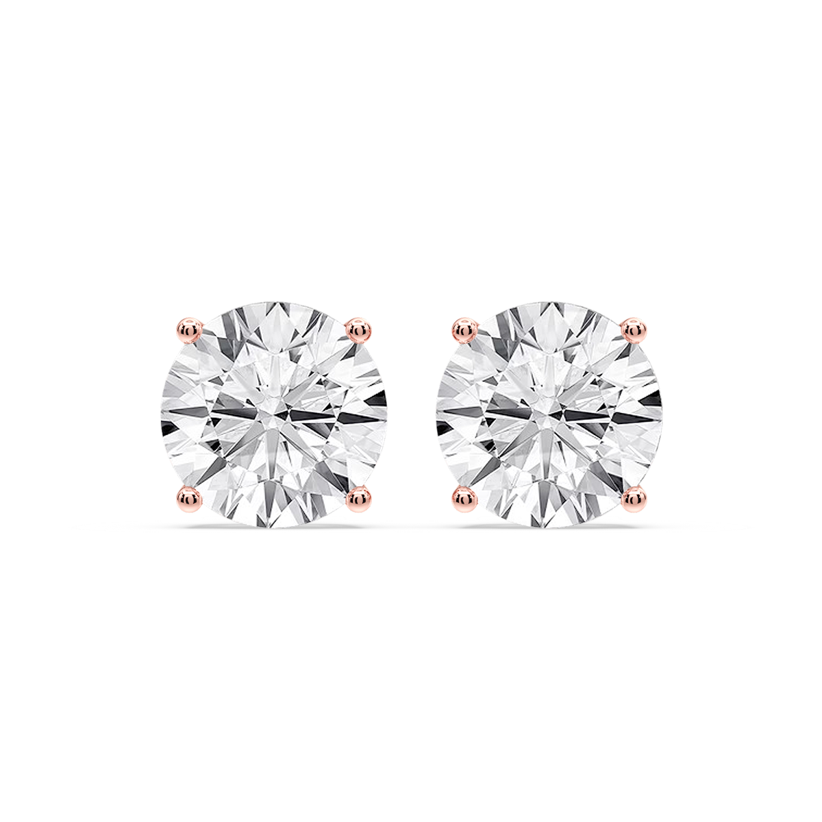 Round Certified Lab Grown Diamond Classic Four Prong Guardian Back Stud Earrings
