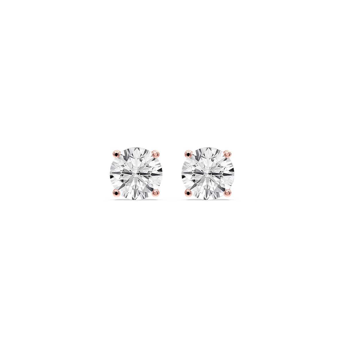 Round Certified Lab Grown Diamond Classic Four Prong Guardian Back Stud Earrings