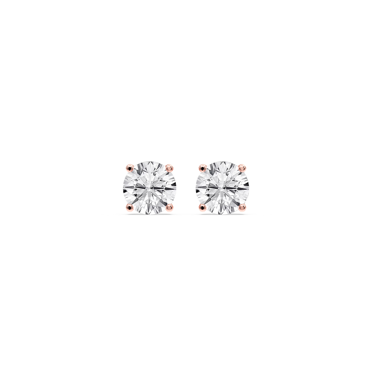 Round Certified Lab Grown Diamond Classic Four Prong Guardian Back Stud Earrings