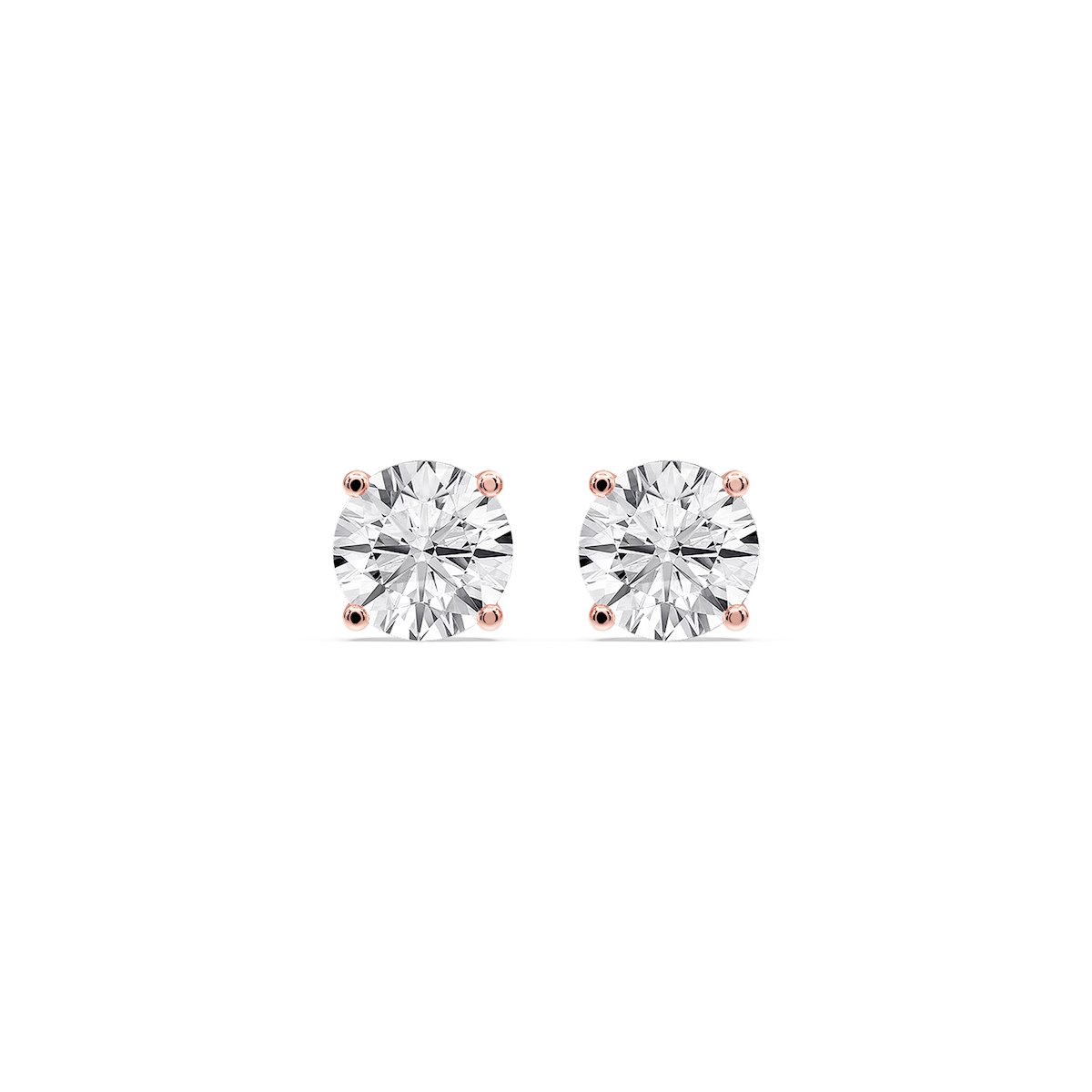 Round Certified Lab Grown Diamond Classic Four Prong Guardian Back Stud Earrings