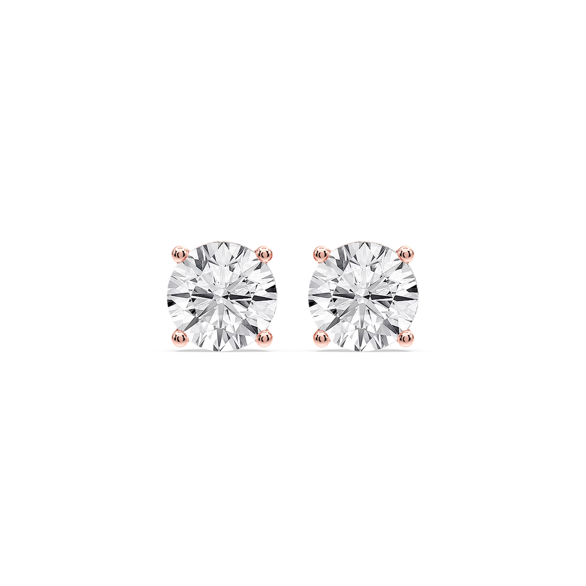 Round Certified Lab Grown Diamond Classic Four Prong Guardian Back Stud Earrings