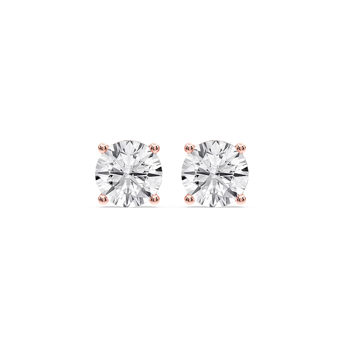 Round Certified Lab Grown Diamond Classic Four Prong Guardian Back Stud Earrings