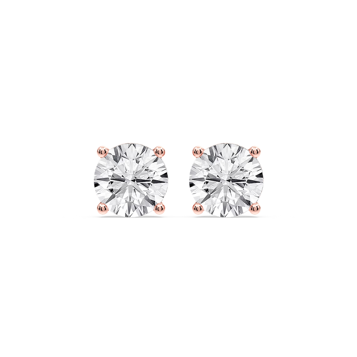 Round Certified Lab Grown Diamond Classic Four Prong Guardian Back Stud Earrings