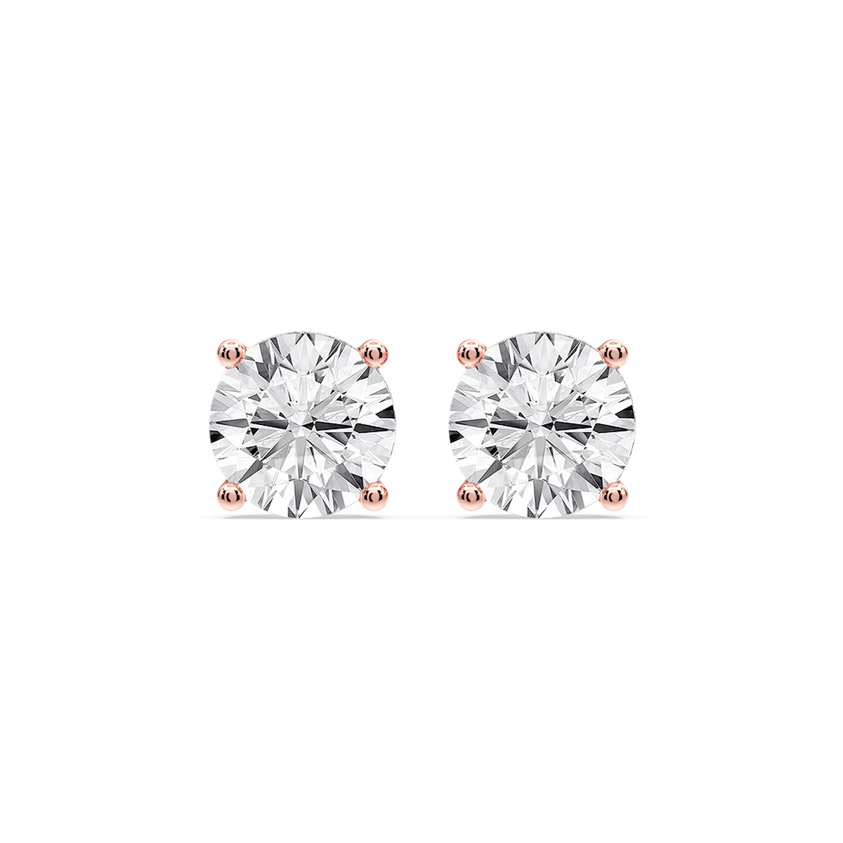 Round Certified Lab Grown Diamond Classic Four Prong Guardian Back Stud Earrings